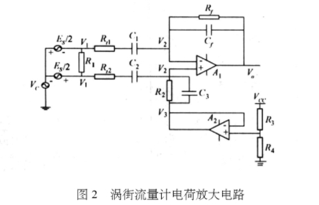渦街流量計(jì)電荷放大電路圖示
